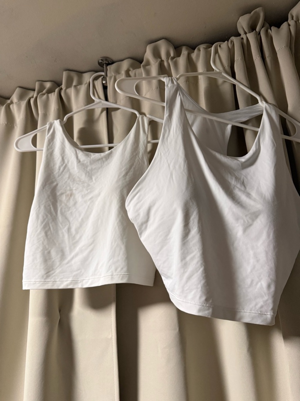 TWO White Women's Racerback Swim Tops w built-in bra cups